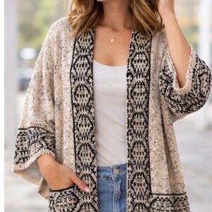 Sigrid Olsen Black and Cream Knit Cardigan